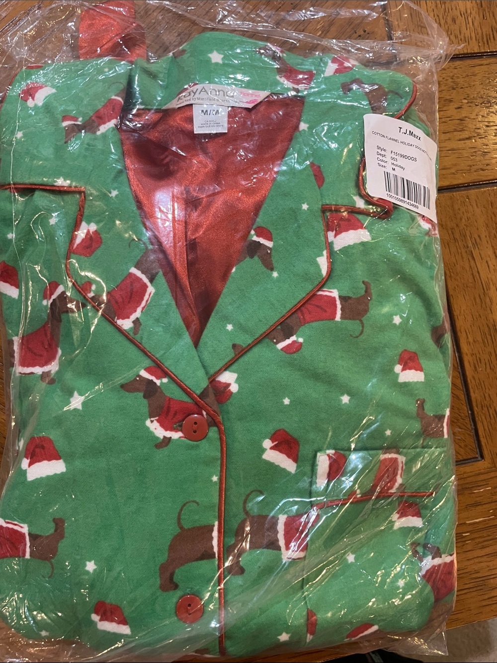 Adorable cotton 2 piece flannel dachshund themed dachshund pajama top & pant set